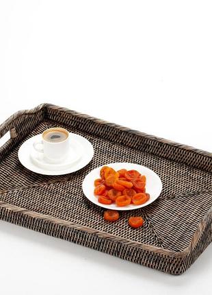 Таця з ручками плетена з ротанга morning, 54*37*5 см, 71080-black