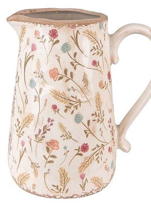 Декоративний керамічний глечик в вінтажному стилі colored flowers, 21*14*23 см, 6ce1552l clayre & eef nai
