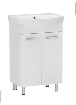 Soft-e тумба с умывальником напольная 52,5*30,5*70 см, (2 дверца, в комплекте с умывальником solas, арт 101456ua), белая