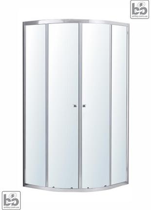 Ozala cc душевая кабина 90*90*190см, полукруглая, раздвижная, профиль хром, стекло прозрачное