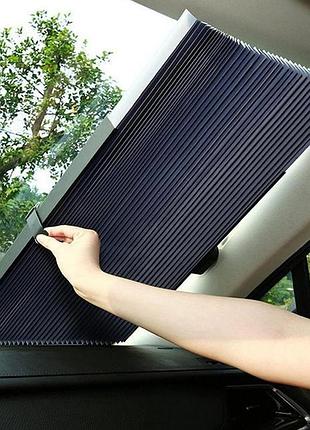 Выдвижная солнцезащитная шторка в авто 70 см из ткани и фольги