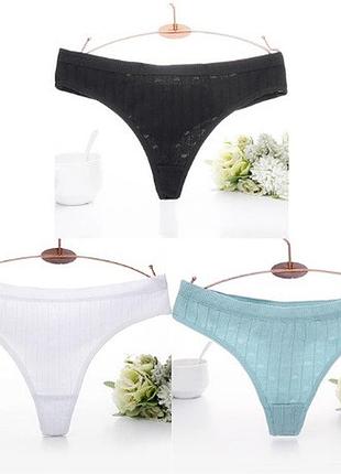 Жіночі труси стрінги l (46 розмір) - у наборі 3шт. 95% cotton, 5% elastan