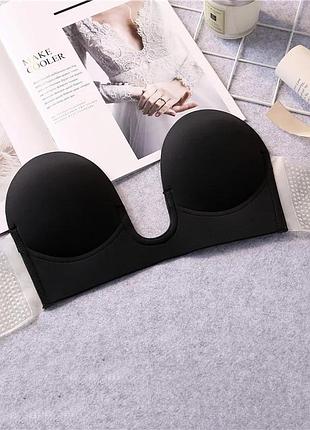 Невидимый бюстгальтер fly bra с вырезом женский черный d