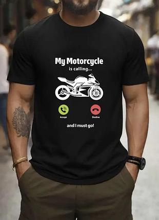 Футболка с принтом мотоцикла my motorcycle is calling.