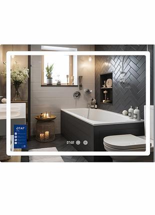 Дзеркало qtap mideya (mi2) 1000х800 з годинником, з led-підсвічуванням touch, з антизапотіванням, димером, рег. яскравості