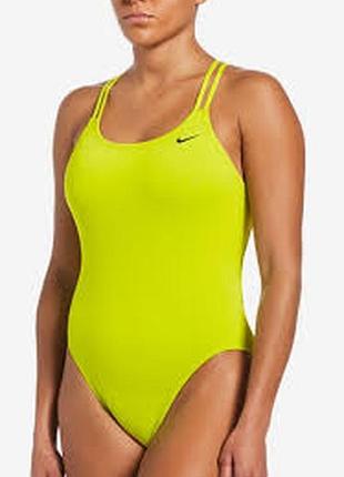 Женский слитный купальник nike ярко-салатового цвета.