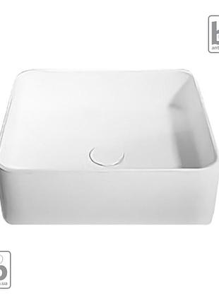 Умывальник 40*40*12,5см накладной каменный solid surface