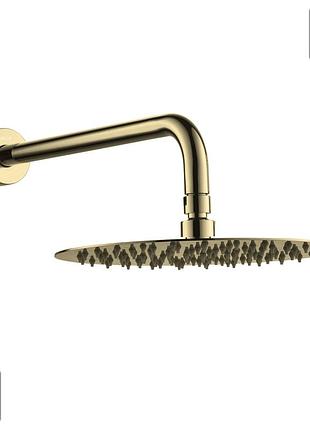Cascada r100 душ верхній, d300 мм, кронштейн, ss, cepillado oro