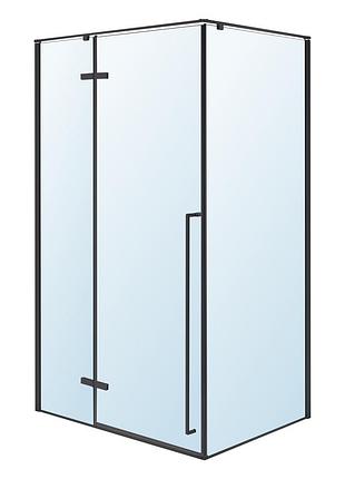 Sota 120-c душова кабіна 120*80*200см прямокутна, реверсивна, розстібна, профіль чорний мат, скло прозоре