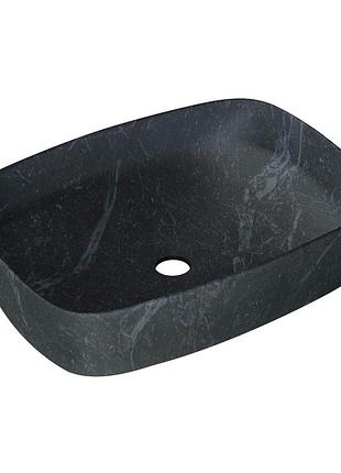 Volle piedra умывальник накладной 50*37*13,5 см, темный мрамор