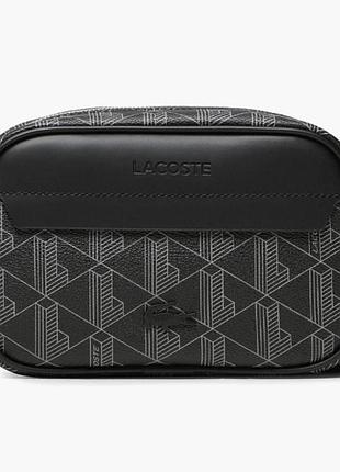 Сумка lacoste reporter bag black/grey чоловіча жіноча лакост чорна