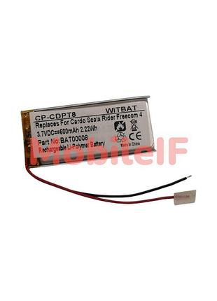Акумулятор батарея cardo scala rider freecom 4+, spirit hd, freecom 1/2, srpt0102, bat00008, 600mah