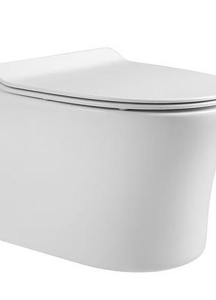 Agua ronda унитаз 54*36*36см подвесной без ободка, сиденье твердое slim slow-closing