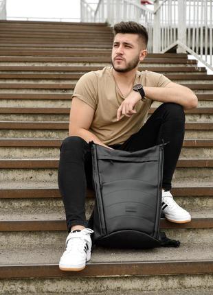 Черный мужской рюкзак rolltop для путешествий с отделением для ноутбука тренд 20213 фото