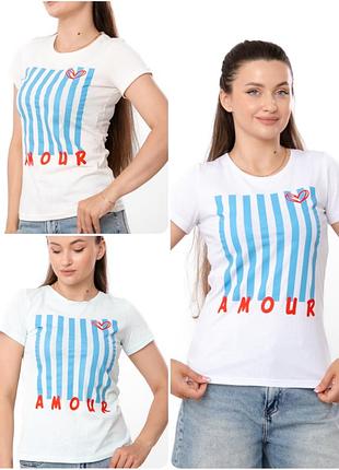Жіноча футболка amour, бавовняна футболка жіноча, женская футболка хлопковая, гарна футболка жіноча