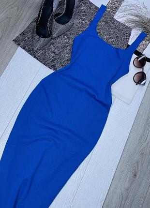 Літня сукня zara s міді плаття з розрізом на нозі трикотажне плаття футляр синя сукня зара