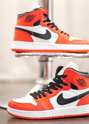 Nike air jordan 1 retro унисекс white red кроссовки размер 40/25,5см