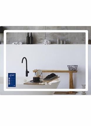 Дзеркало qtap mideya (mi2) 800х600 з годинником, з led-підсвічуванням touch, з антизапотіванням, димером, рег. яскравості