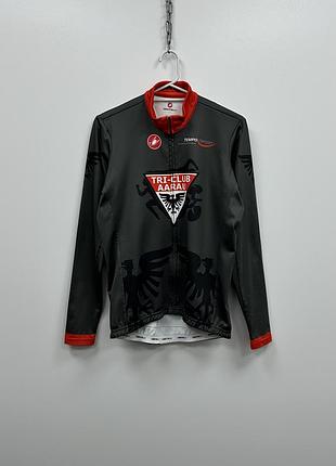 Вело джерсі кофта лонгслів castelli tri-club aarau printed velo jersey grey