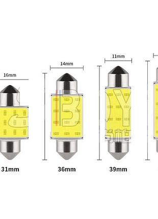 Світлодіод 12v т11 41mm білий cob "31209" +140lm (№137)