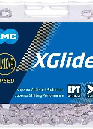Ланцюг kmc x-glide ept cues 11/10/9 швидкостей, 126 ланок + замок