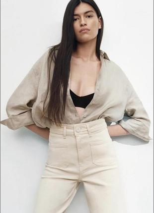 Стильна лляна сорочка оверсайз zara 🔥🔥🔥
