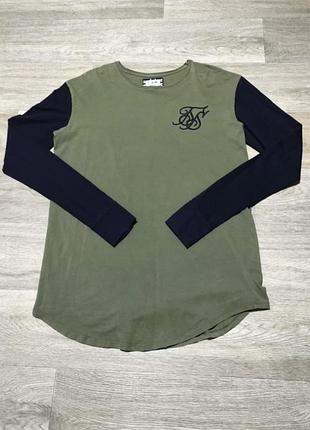 Чоловічий лонгслів siksilk, розмір m-l, хакі/чорний.