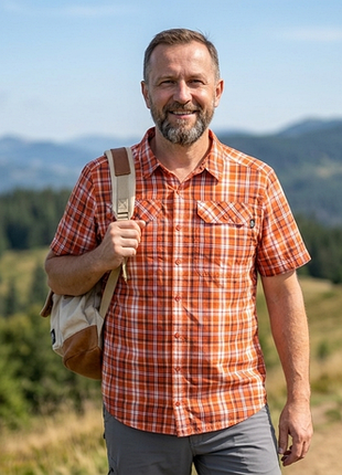 Сорочка\рубашка the north face orange ss checked shirt