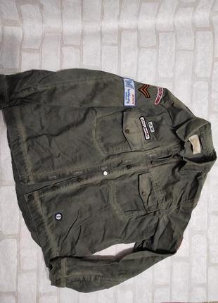 Брендовый пиджак под армейский, с нашивками. стиль милитари10 фото