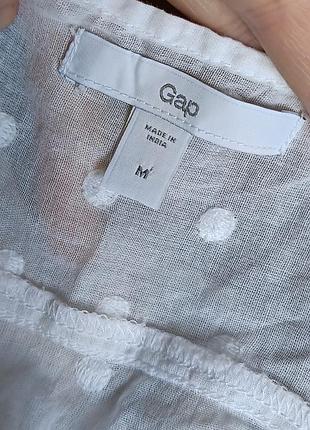 Фирменная блуза gap белая из тонкого хлопка без рукавов вышивка прошва горохи