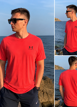 Under armour heatgear футболка спортивна коралова / червона l