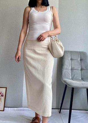 Спідниця-міді молочного кольору zara, р-р s