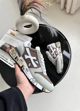 Стильні кросівки premiata mick beige grey white