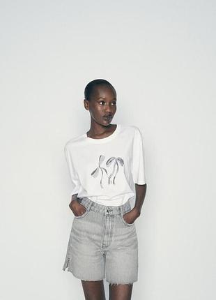 Сірі джинсові шорти zara висока посадка