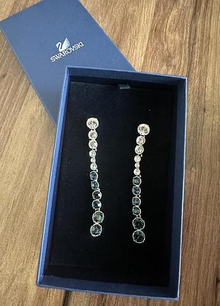 Swarovski , гарні довгі сережки , підійдуть як для побачення так и на прогулянку