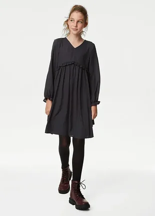 Стильное платье для девочки m&amp;s, 100% вискоза, цвет черный, 9-10 лет