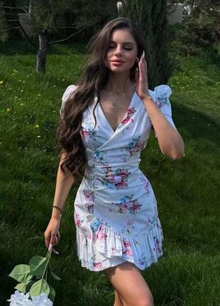 ⭐⭐⭐⭐⭐ 
нежное короткое хлопковое платье на пуговицах с цветочным принтом 🌸 a0665
