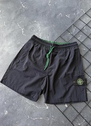 Чоловічі пляжні шорти плавки stone island чорні , з патчем