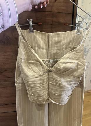 Лляний костюм zara, льон , палаццо літній сет