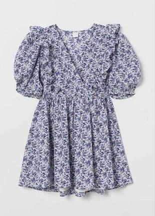 Объемное платье с широкими рукавами в цветочный принт от h&amp;m