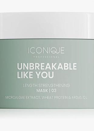 Маска для зміцнення волосся до самих кінчиків iconique professional unbreakable like you length strengthening, 200 мл