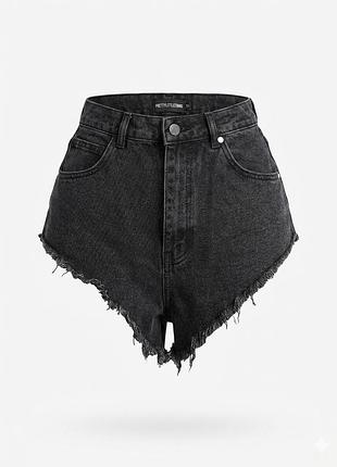 Черные джинсовые микро-шорты prettylittlething (uk 12) экстремально короткая длина