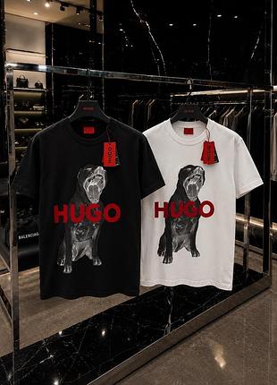 Чоловіча брендова футболка hugo dogs з принтом собаки