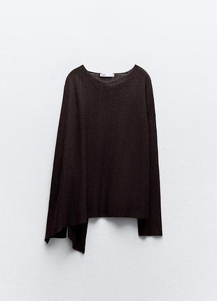 Коричневый легкий асимметричный полупрозрачный кардиган zara 
✨✨✨✨✨✨✨✨✨✨