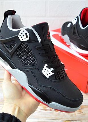 Nike air jordan retro 4 black red мужские кроссовки размер 43/27,5см 44