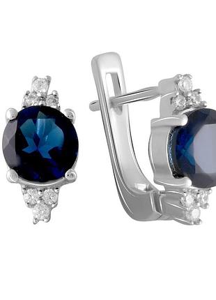 Серебряные серьги komilfo с сапфиром nano 2.61ct (1191002)