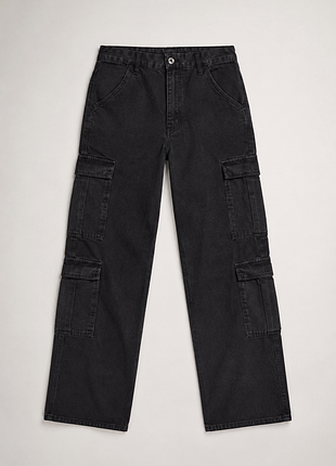 Штани карго shein eur 36 s чорні wide leg y2k streetwear