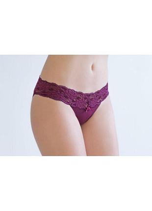 Стринги женские из хлопка с кружевным поясом marsana 01-008 xl, вино