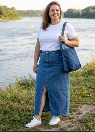 Джинсова спідниця 56 розмір стрейч