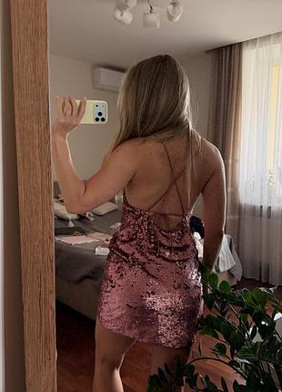 Вечірня сукня у паєтки з голою спиною, asos, розмір s